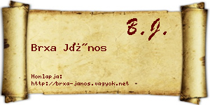 Brxa János névjegykártya